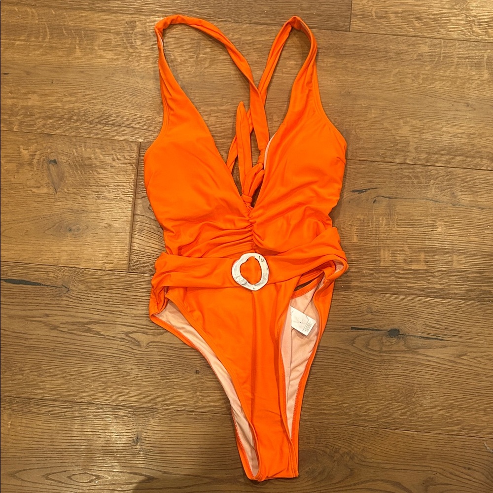 Cupshe Orange One-Piece Swimsuit with Decorative Buckle